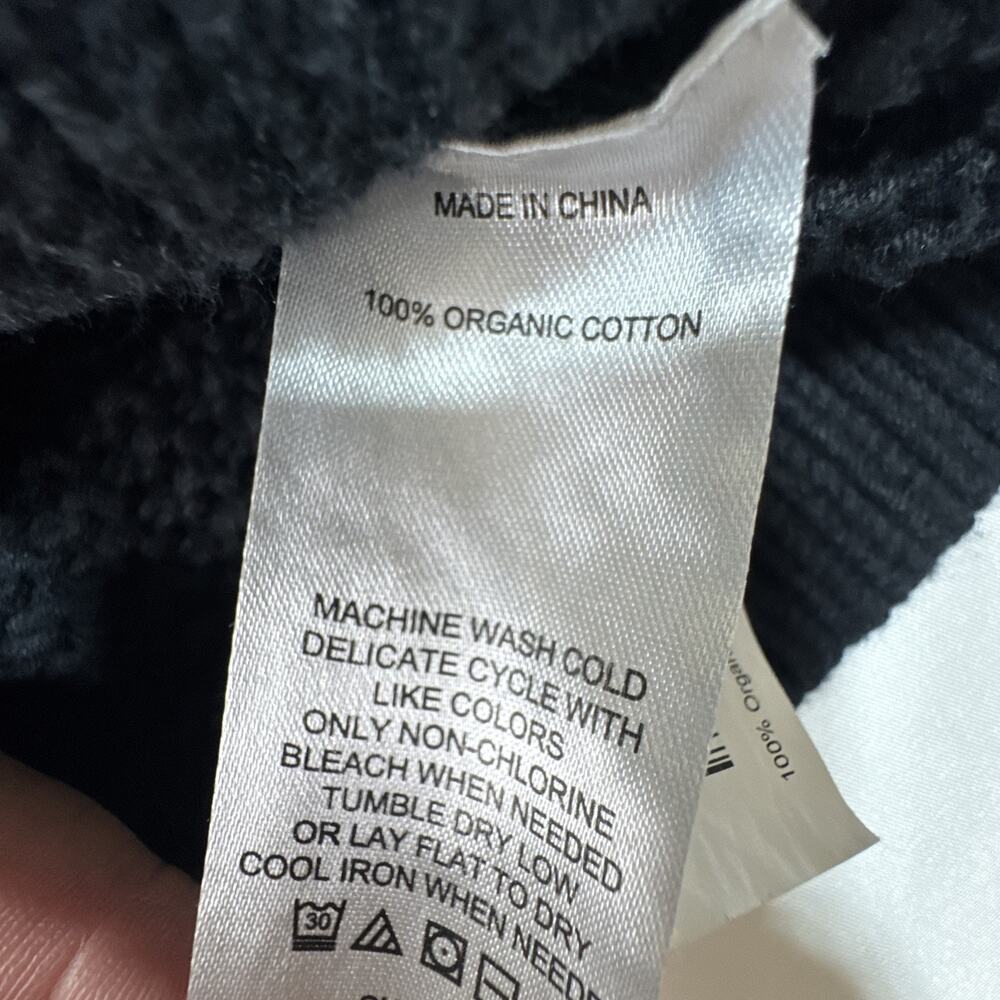 Quince 100% Organic Cotton Cropped Cable Crew Sweater Black Size XL - Picture 5 of 7